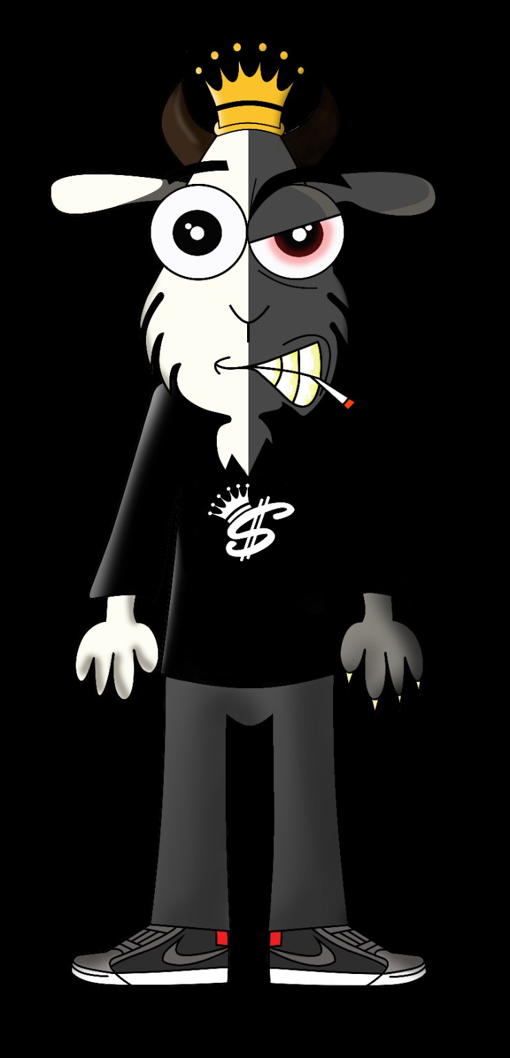 SELFED MADE goat mascot character